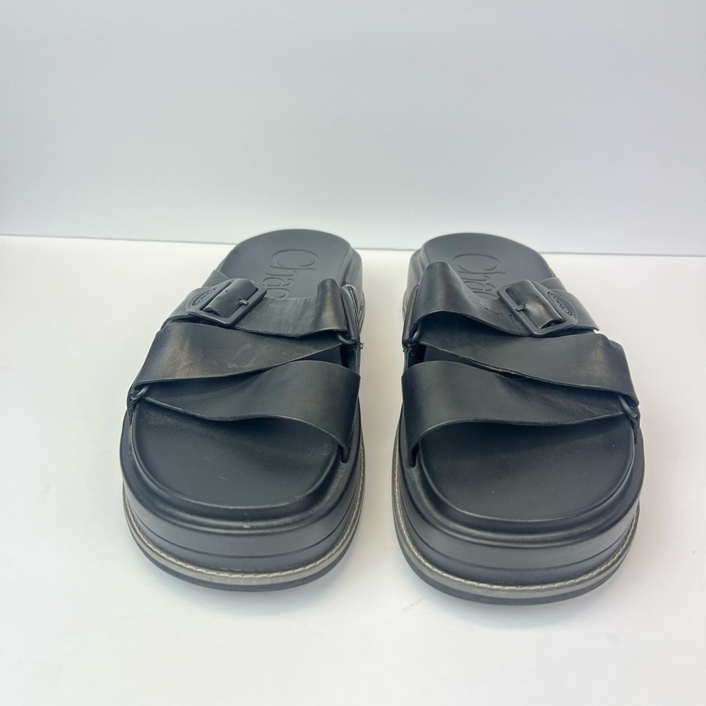 Chaco Townes Midform Leather Slides Sandals Women’s Size 11 M Black Leather - Picture 7 of 8